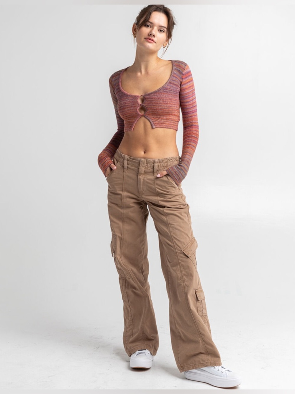 BDG Urban Outfitters Y2K Brown Wide Leg Cargo Women’s Utility Pants Sz M